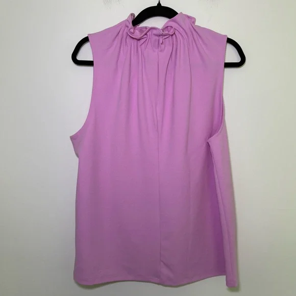 Ann Taylor Preppy Modest Sleeveless Blouse Ruffle Gathered Neckline Size XL - Picture 3 of 8
